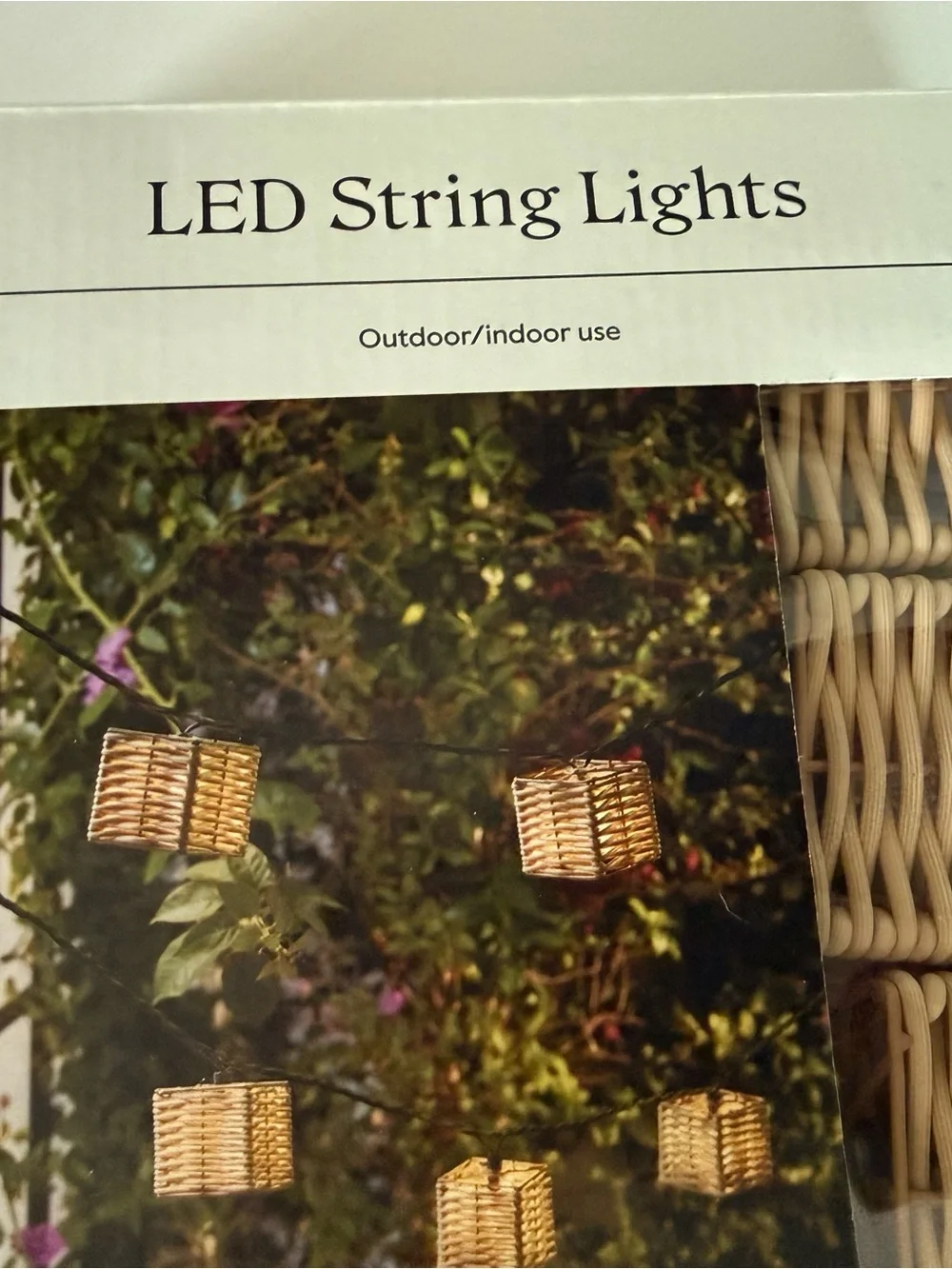 Threshold Rattan Cube String Lights in Warm Tan